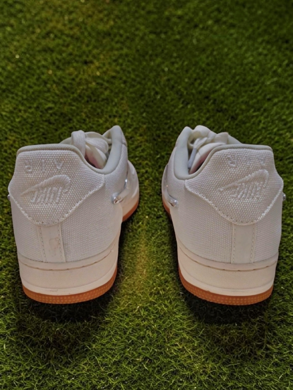 Used Travis Scott x Nike Air Force 1 Low 'Sail' - Size 12.5 - AQ4211-101 - Picture 5 of 7